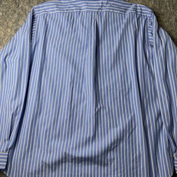 Ralph Lauren Men’s 18 36/37 Blue Stripe Shirt Long Sleeve Classic Fit Button - Picture 8 of 10